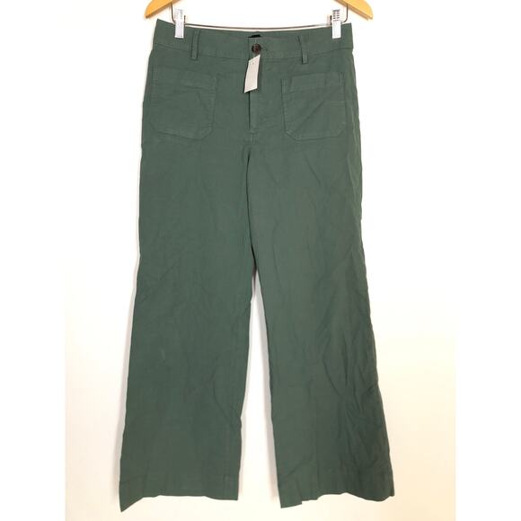 J. Crew Lizzie Pants High Rise Patch Pocket Wide Leg  Pale Spinach NWT 28P - Picture 4 of 9